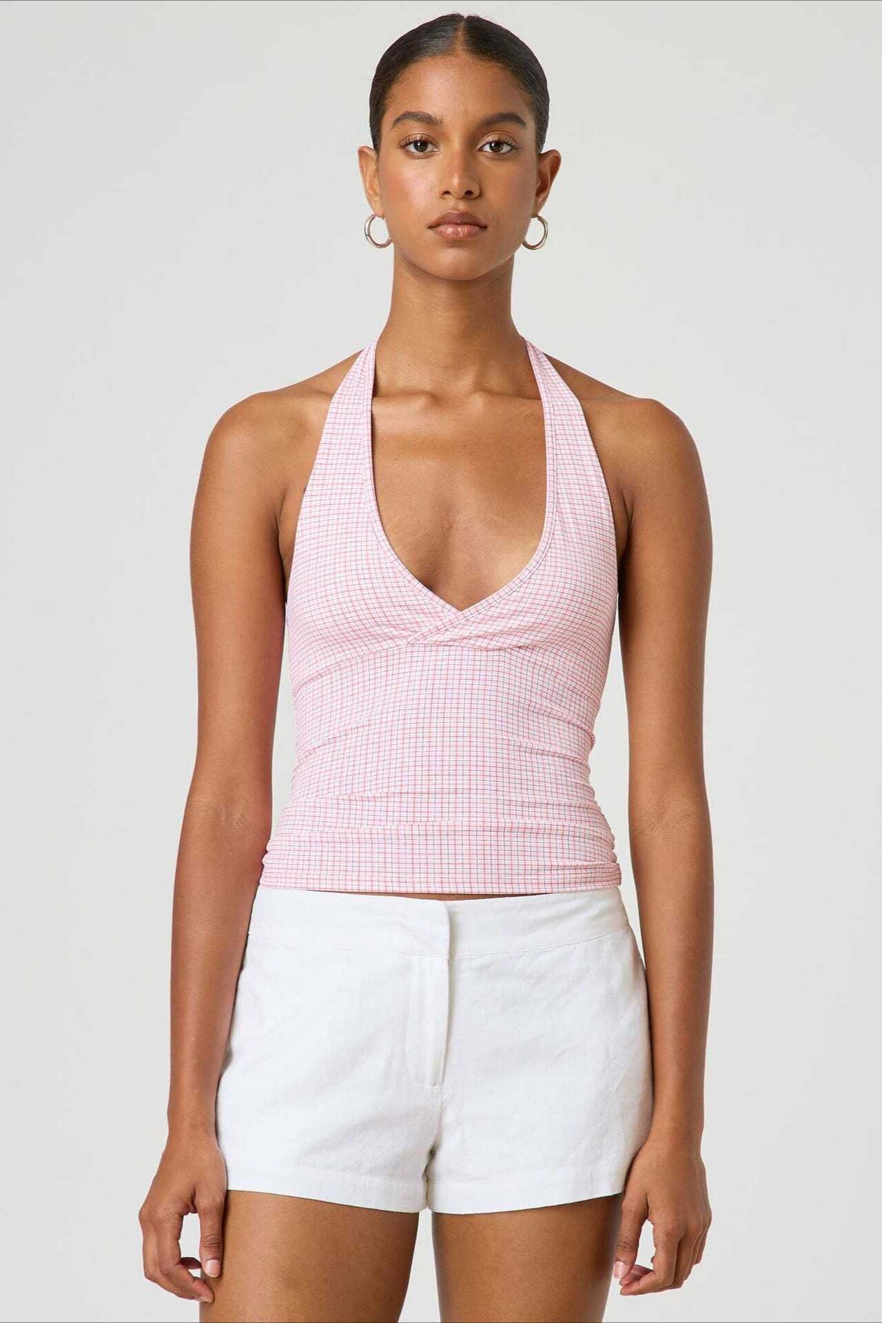 Sexy Polka Dot Plaid Slim Halter Top Sexy Polka Dot Plaid Slim Halter Top