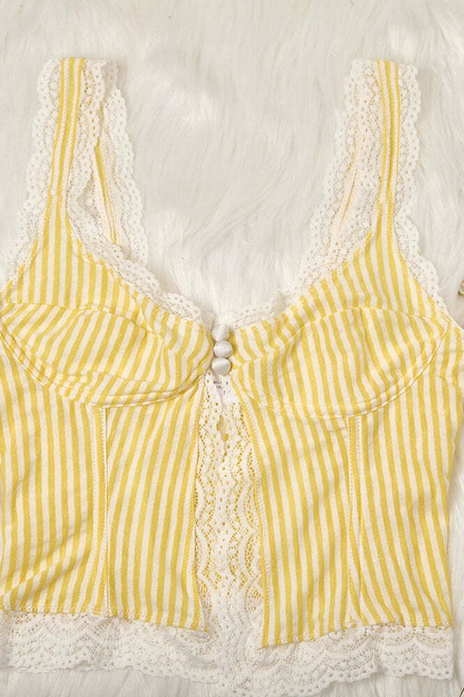 Sexy Ruffled Stripe Lace Tank Top Sexy Ruffled Stripe Lace Tank Top