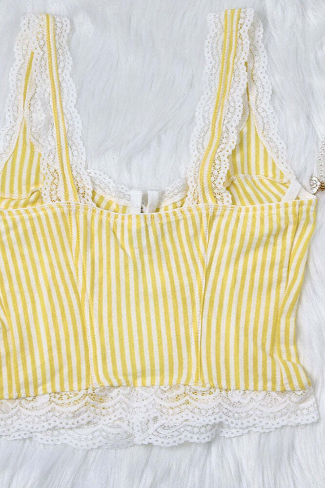 Sexy Ruffled Stripe Lace Tank Top Sexy Ruffled Stripe Lace Tank Top