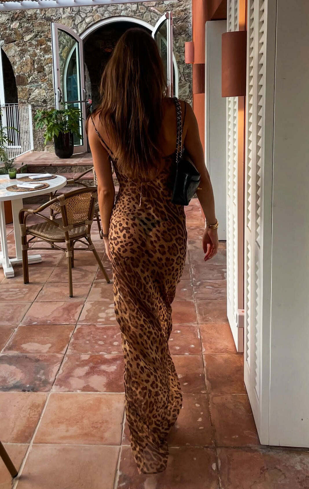 Sexy Sheer Cowl Neck Leopard Cami Maxi Dress Sexy Sheer Cowl Neck Leopard Cami Maxi Dress