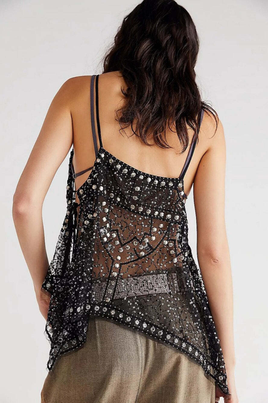 Sexy Sheer Trendy Rhinestone Cami Top Sexy Sheer Trendy Rhinestone Cami Top