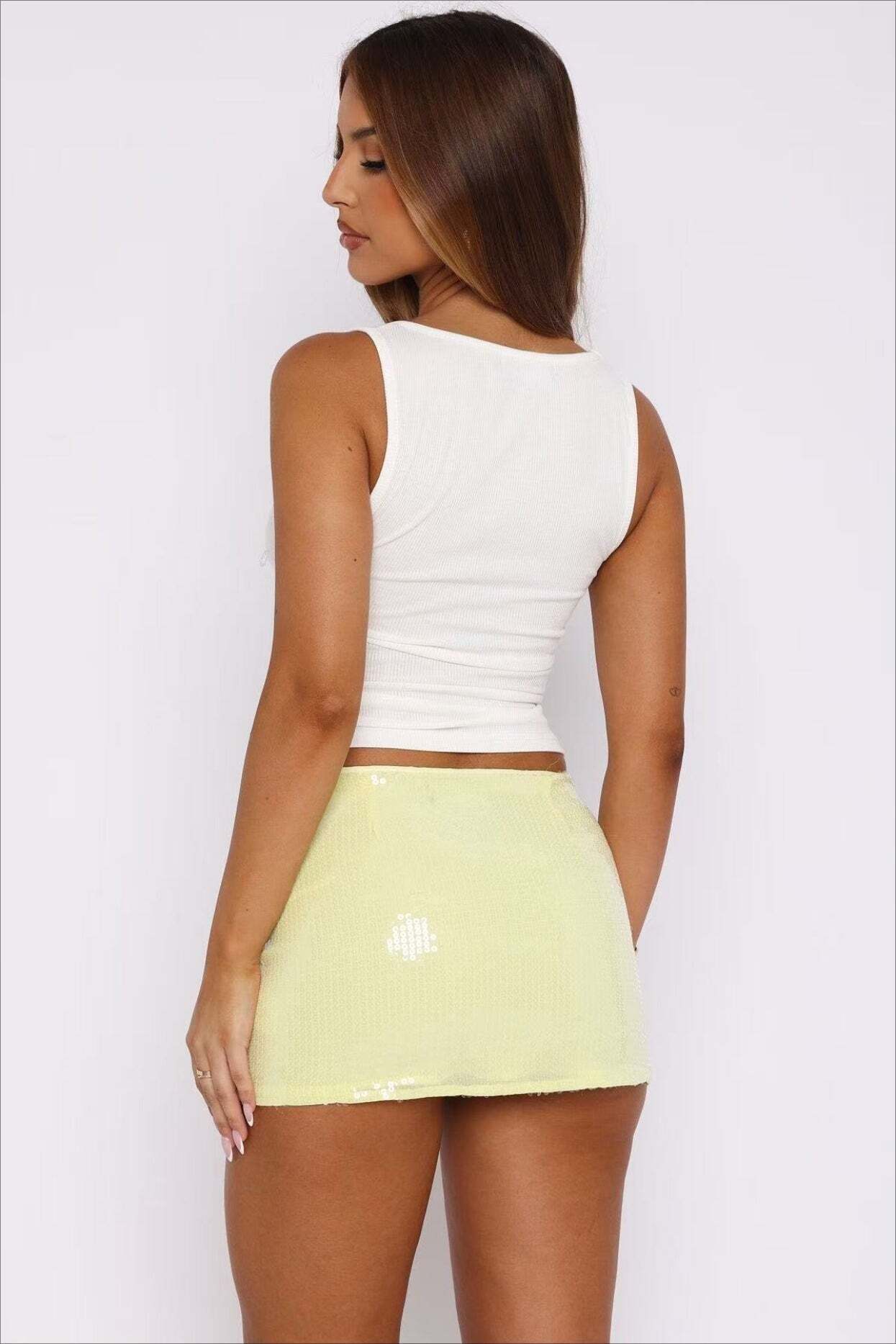 Sexy Solid Color Diamond Studded Tank Top Sexy Solid Color Diamond Studded Tank Top