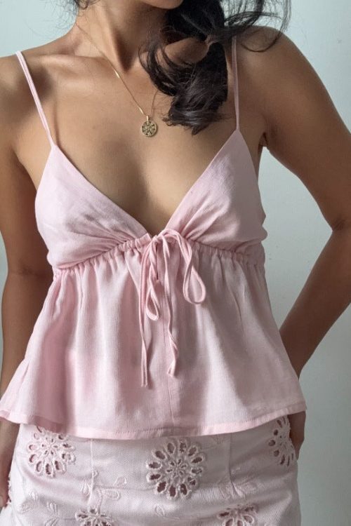 Sexy Solid Slim Tie Cami Top