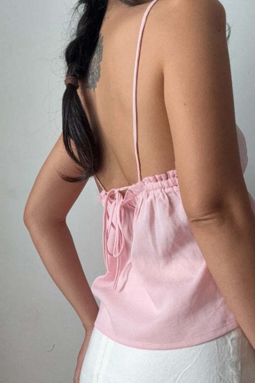 Sexy Solid Slim Tie Cami Top