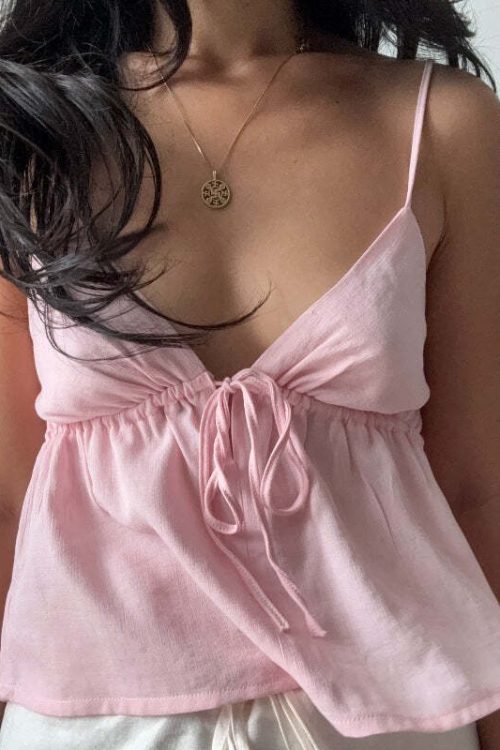 Sexy Solid Slim Tie Cami Top