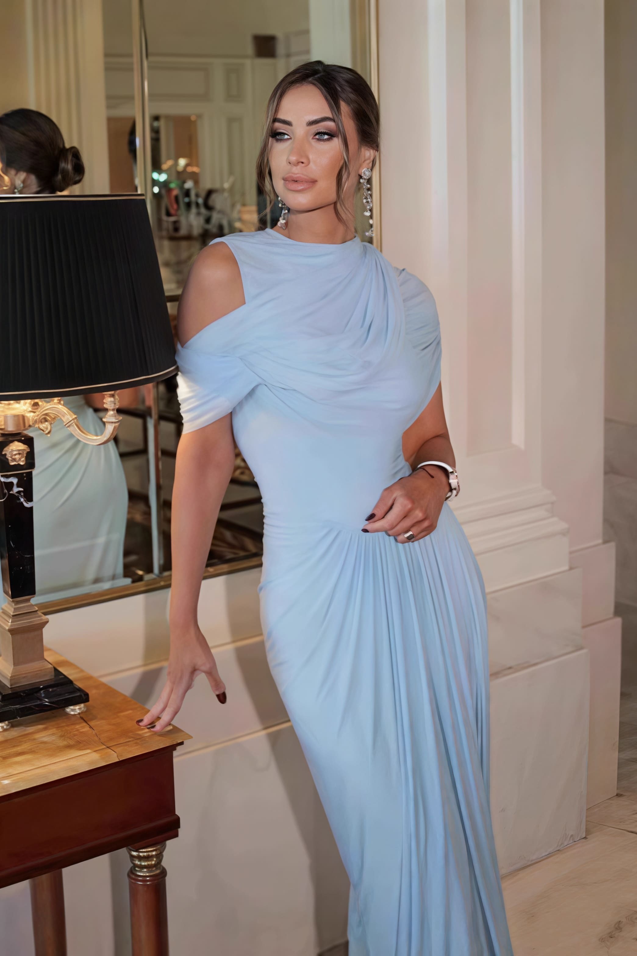 Shawl Ruched Solid Elegant Maxi Dress Shawl Ruched Solid Elegant Maxi Dress