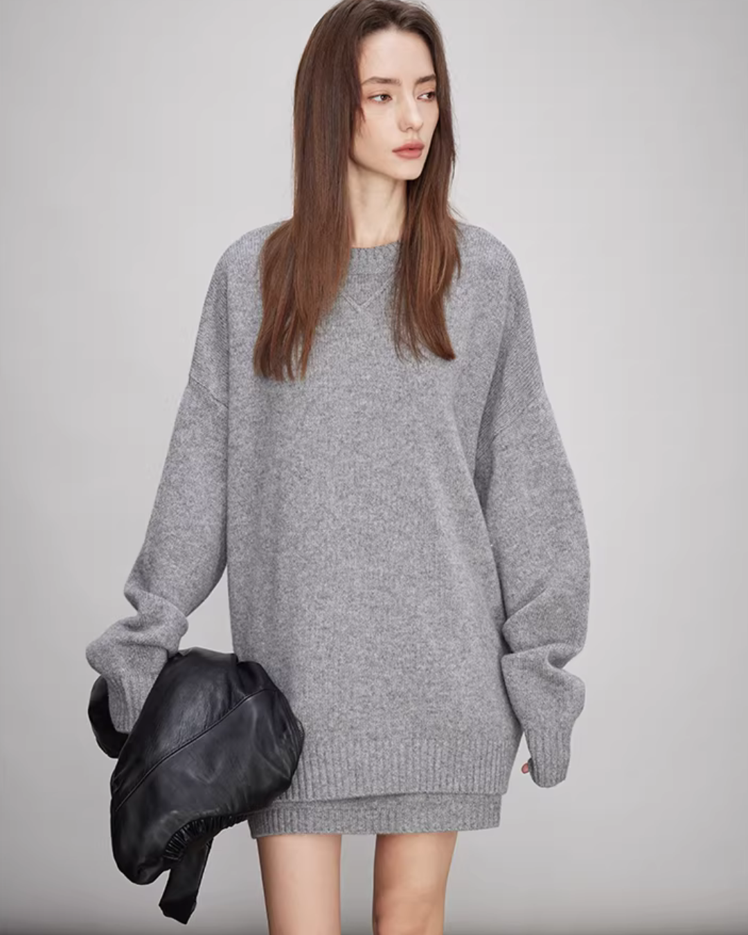 Sheep Wool Pullover Knit Top / Waist Short Skirt Sheep Wool Pullover Knit Top / Waist Short Skirt
