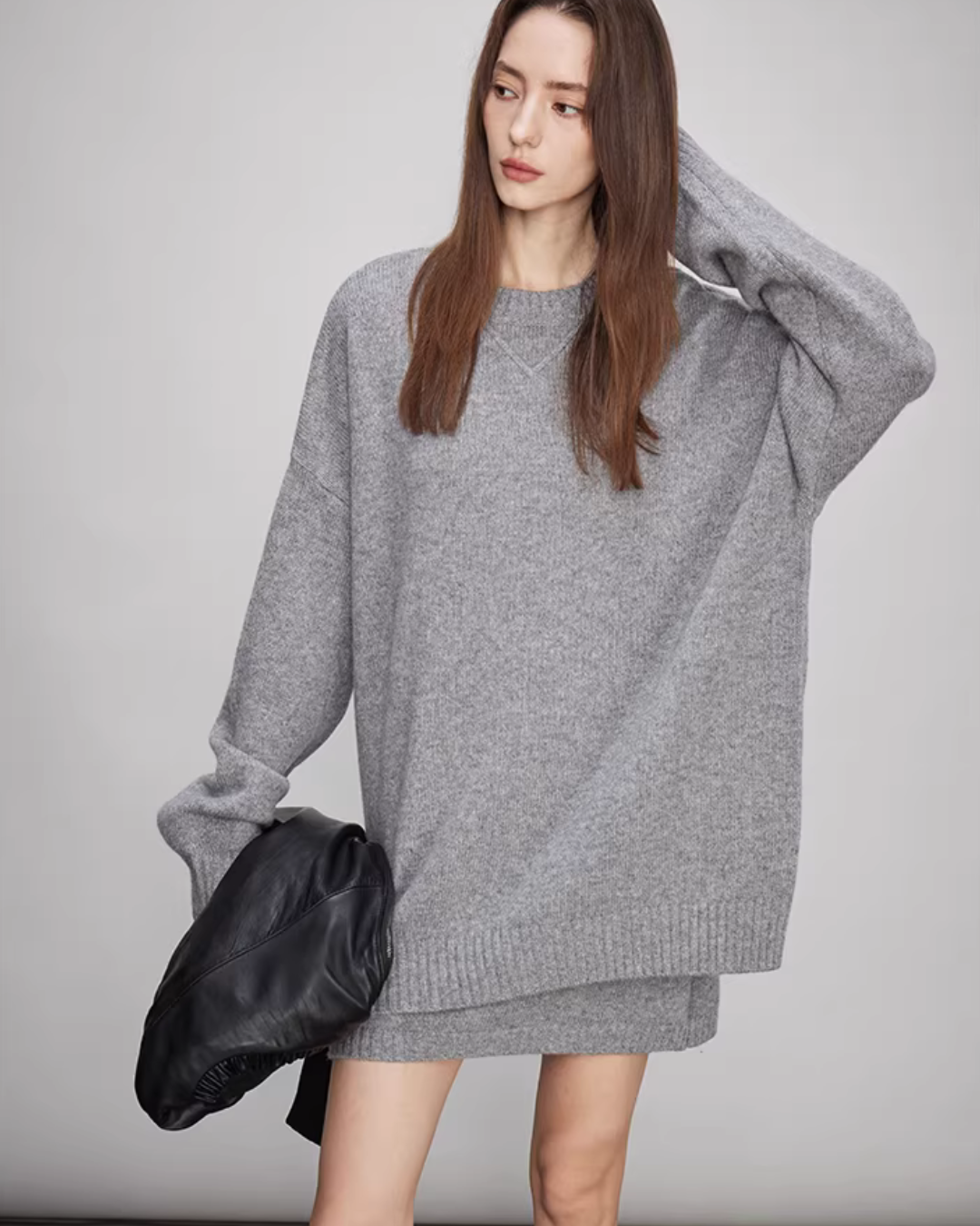 Sheep Wool Pullover Knit Top / Waist Short Skirt Sheep Wool Pullover Knit Top / Waist Short Skirt