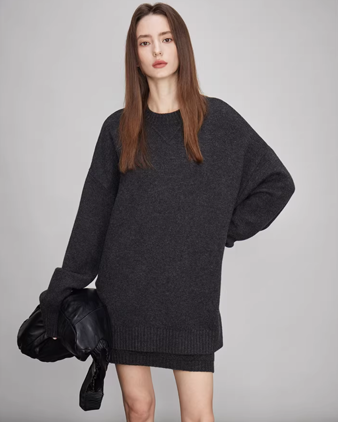 Sheep Wool Pullover Knit Top / Waist Short Skirt Sheep Wool Pullover Knit Top / Waist Short Skirt