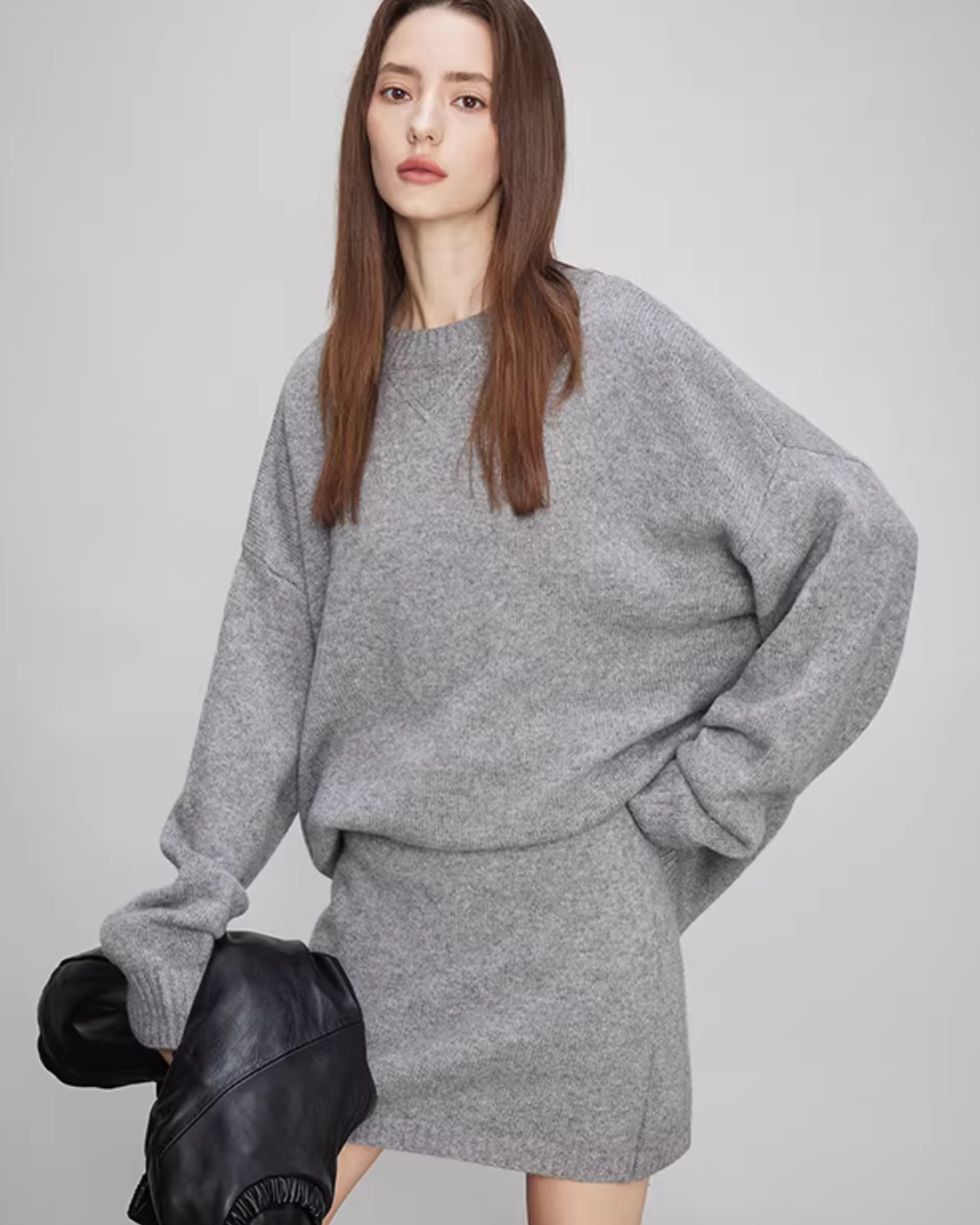 Sheep Wool Pullover Knit Top / Waist Short Skirt Sheep Wool Pullover Knit Top / Waist Short Skirt