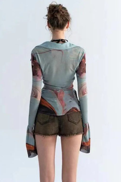 Sheer Button Up Mesh Shirt