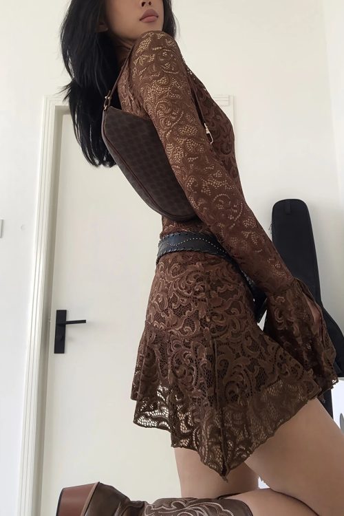Sheer Lace Mini Dress