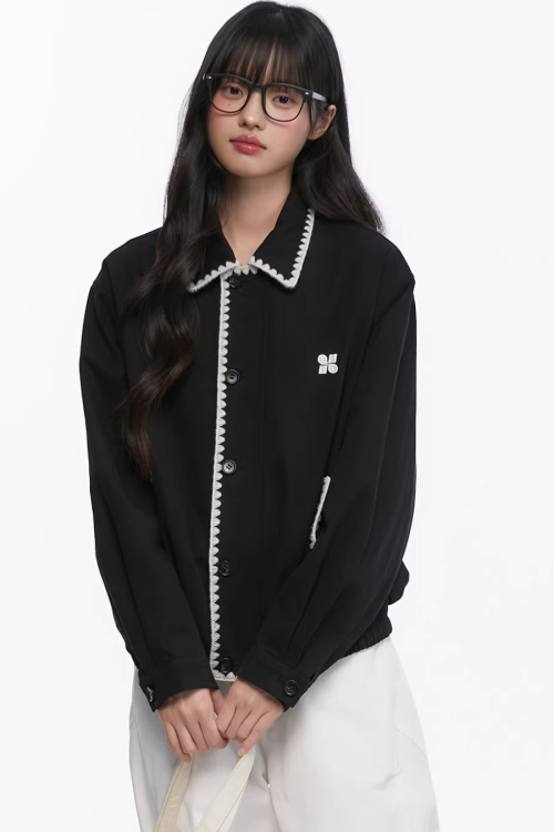 Shell Embroidered Harrington Jacket