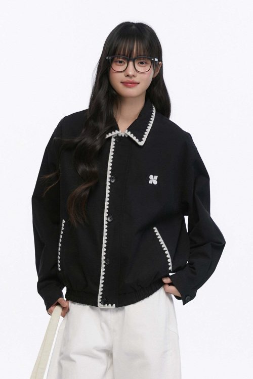 Shell Embroidered Harrington Jacket