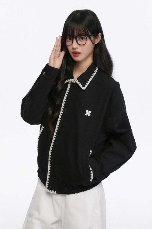 Shell Embroidered Harrington Jacket