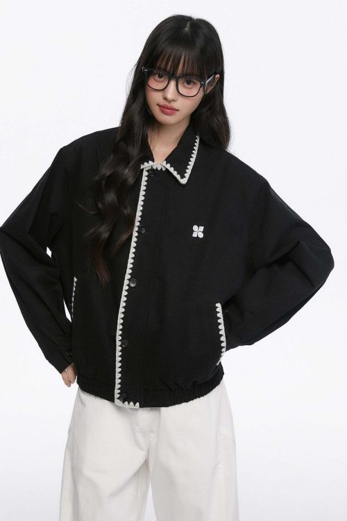 Shell Embroidered Harrington Jacket