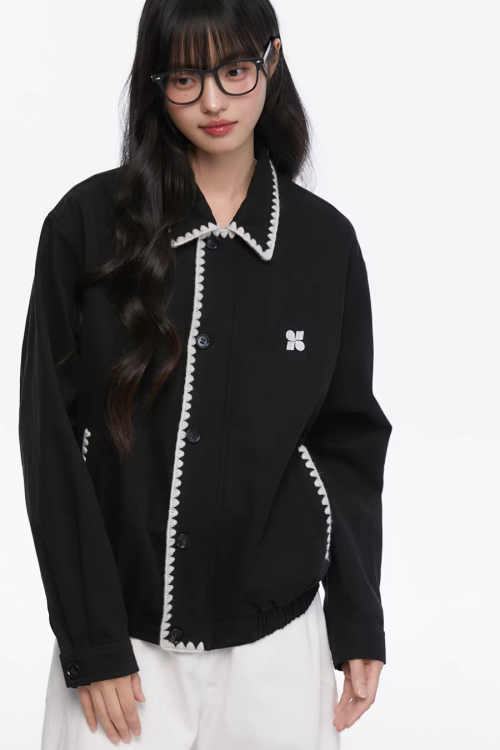 Shell Embroidered Harrington Jacket