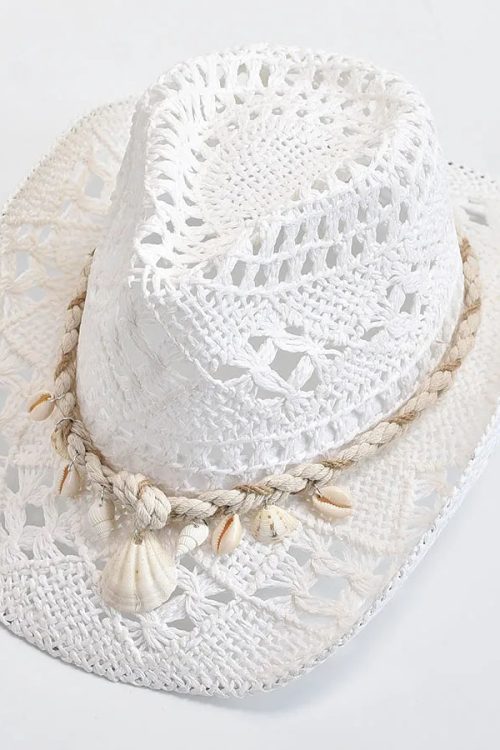 Shell Straw Cowboy Swim Hat