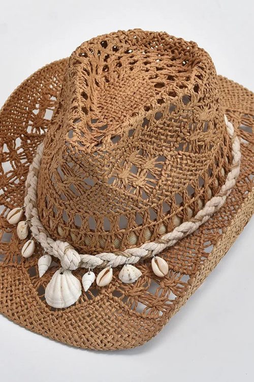Shell Straw Cowboy Swim Hat