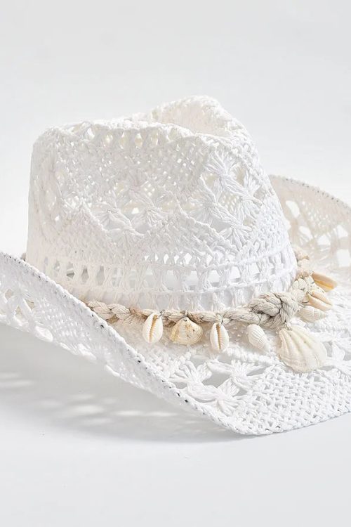 Shell Straw Cowboy Swim Hat