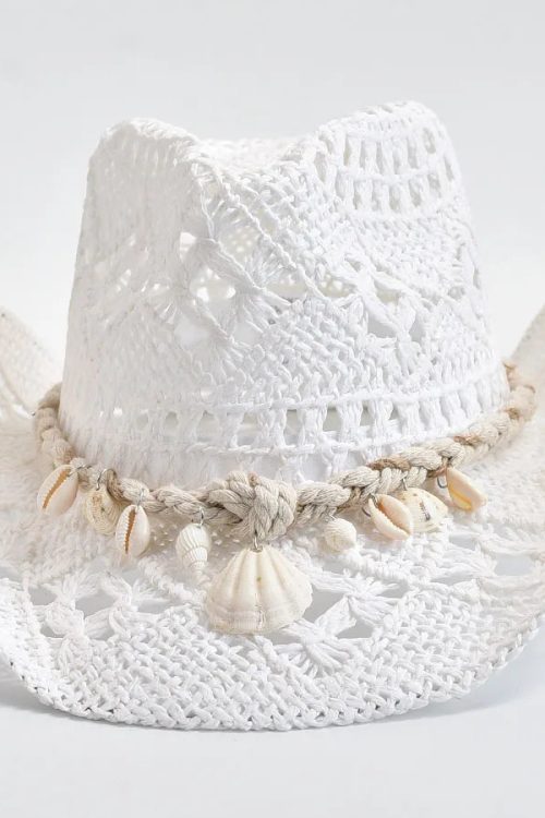 Shell Straw Cowboy Swim Hat