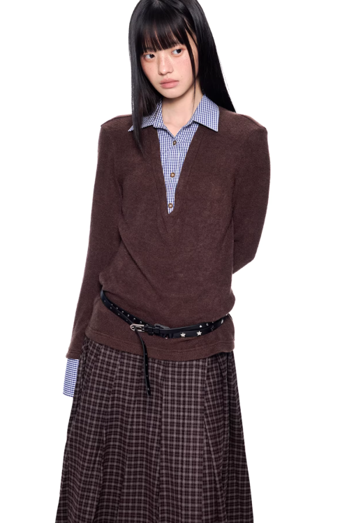 Shirt Docking Knit Top