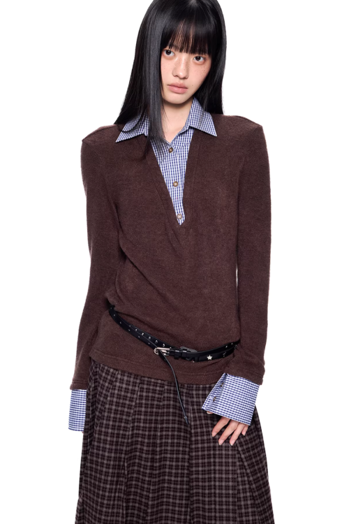 Shirt Docking Knit Top