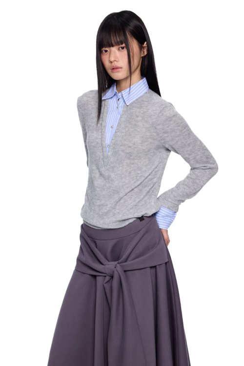 Shirt Docking Knit Top