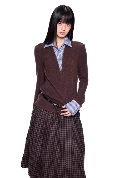 Shirt Docking Knit Top