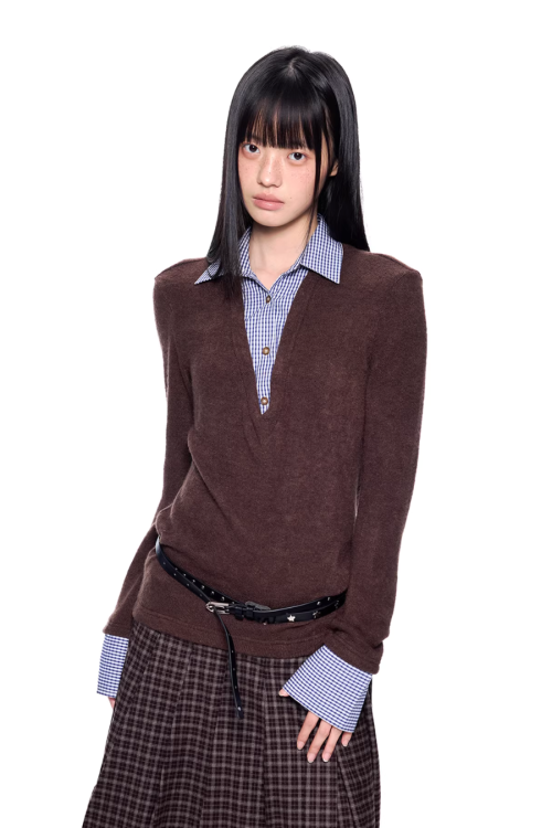 Shirt Docking Knit Top