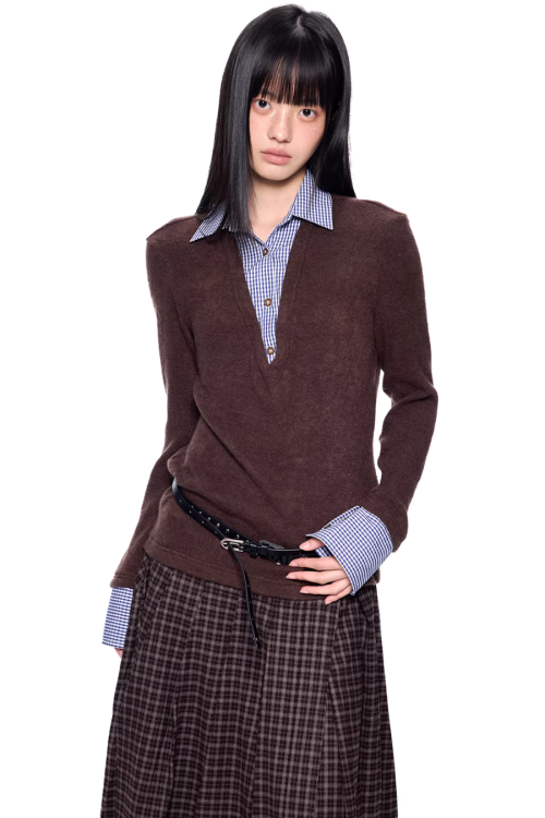 Shirt Docking Knit Top