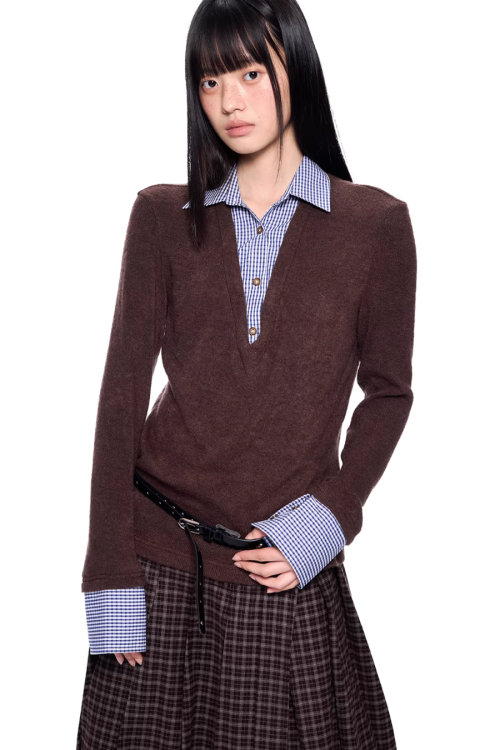 Shirt Docking Knit Top