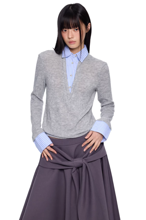 Shirt Docking Knit Top