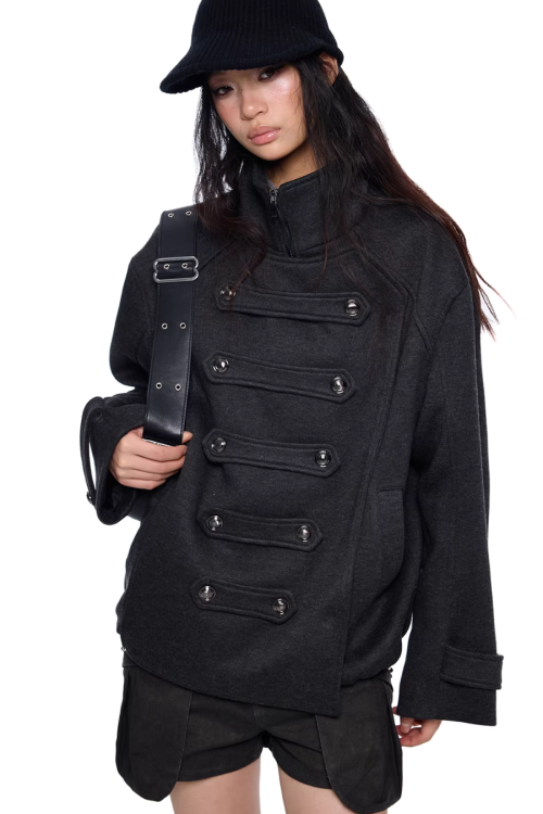 Short Double-Faced Wool Coat