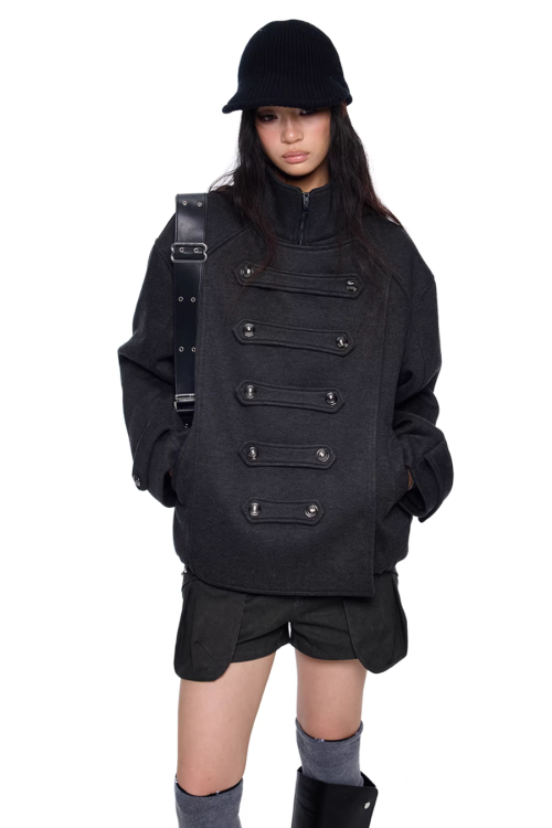 Short Double-Faced Wool Coat