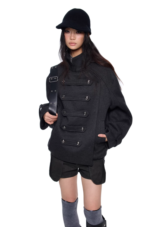 Short Double-Faced Wool Coat