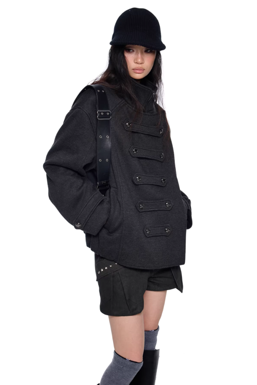 Short Double-Faced Wool Coat