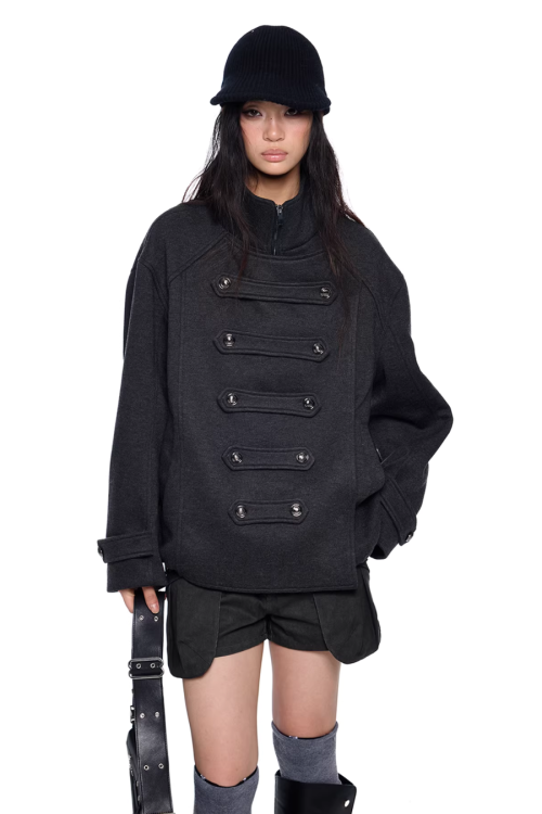 Short Double-Faced Wool Coat