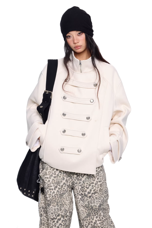 Short Double-Faced Wool Coat