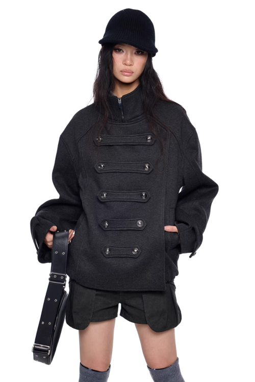 Short Double-Faced Wool Coat