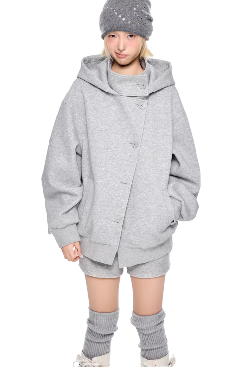 Short Wool Hooded Coat