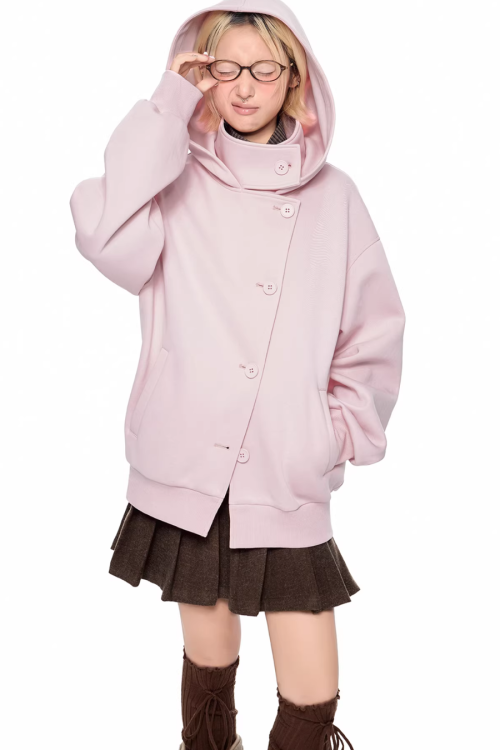 Short Wool Hooded Coat