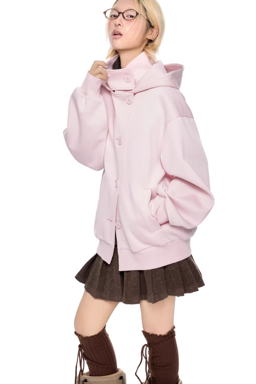 Short Wool Hooded Coat