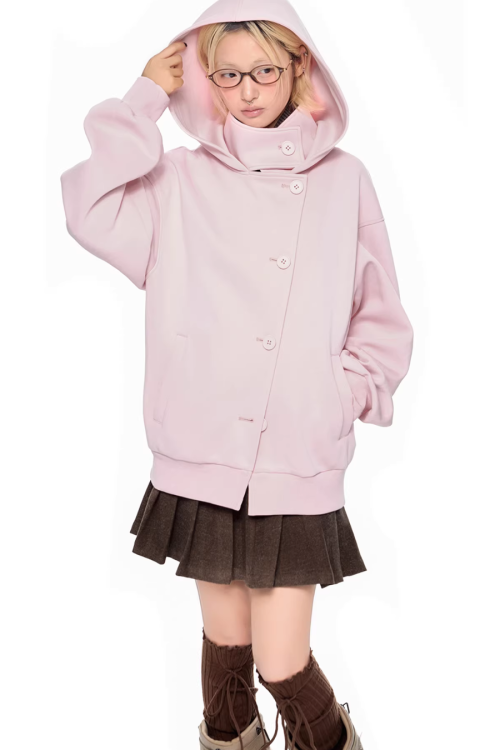 Short Wool Hooded Coat