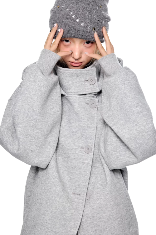 Short Wool Hooded Coat