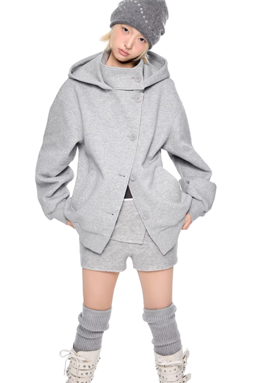 Short Wool Hooded Coat