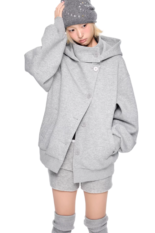 Short Wool Hooded Coat