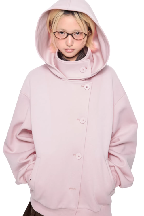 Short Wool Hooded Coat