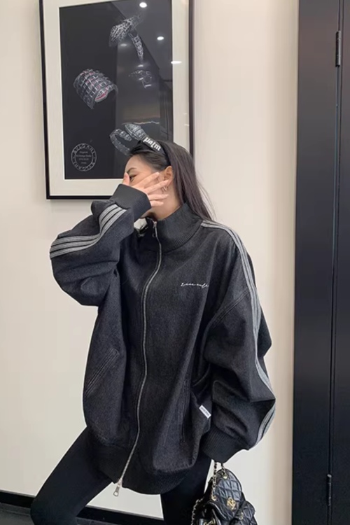 Sideline Denim Track Jacket