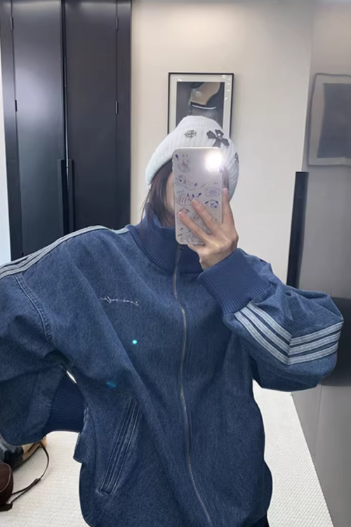 Sideline Denim Track Jacket